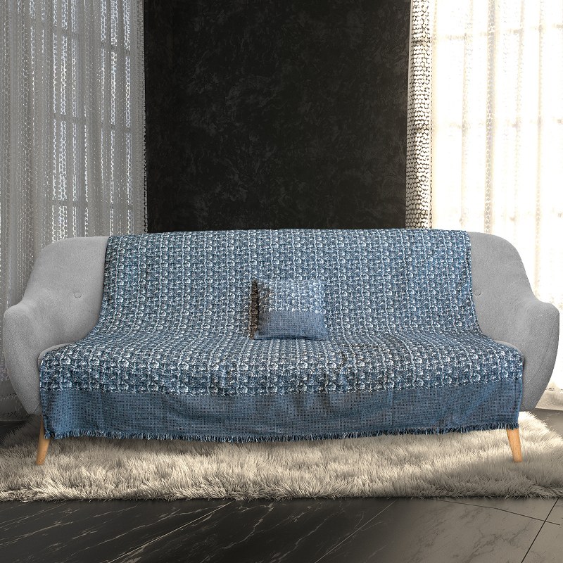Ριχτάρι Σενίλ Ζακάρ Τριθέσιου 180x300εκ. Krizia Denim Sb Home (Ύφασμα: Chenille, Χρώμα: Μπλε) - Sb home - 5206864069411